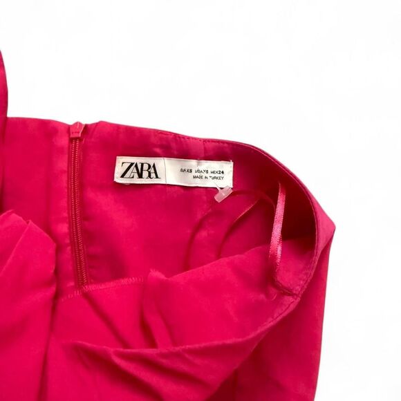 Zara Pink one shoulder top with knot detail & back zipper Size XS - Picture 2 of 8